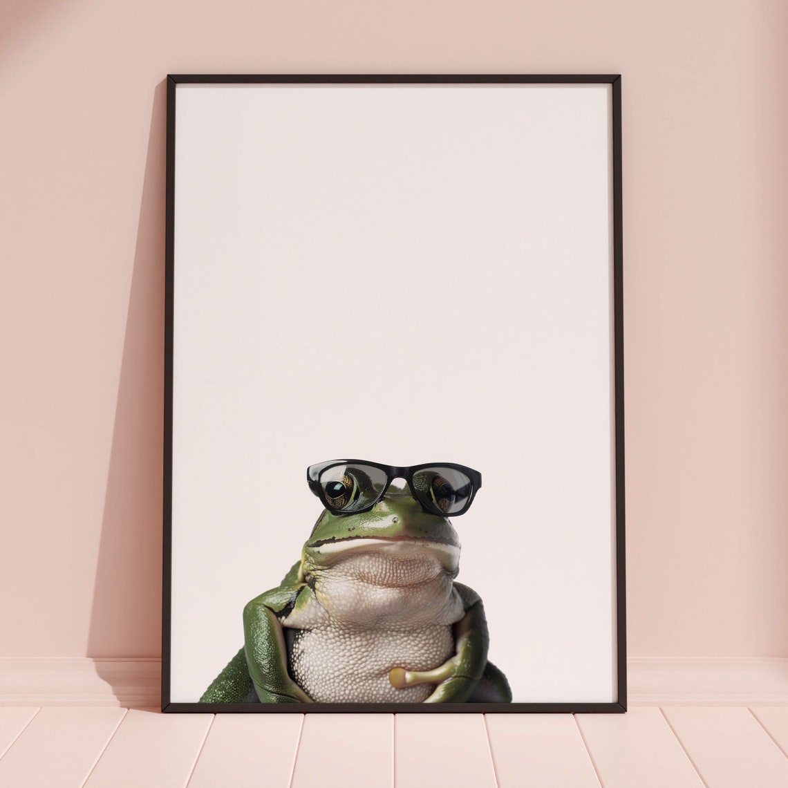 Green Tree Frog Wearing Sunglasses Cute Minimalist Photo Poster - Image 3