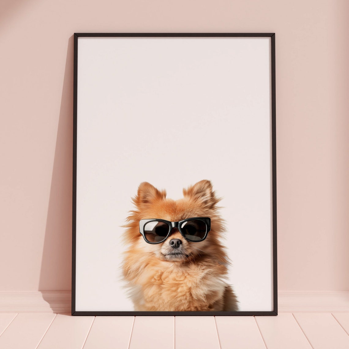 Pomeranian Dog In Sunglasses Fluffy Cute Minimalist Photo Poster - Image 3