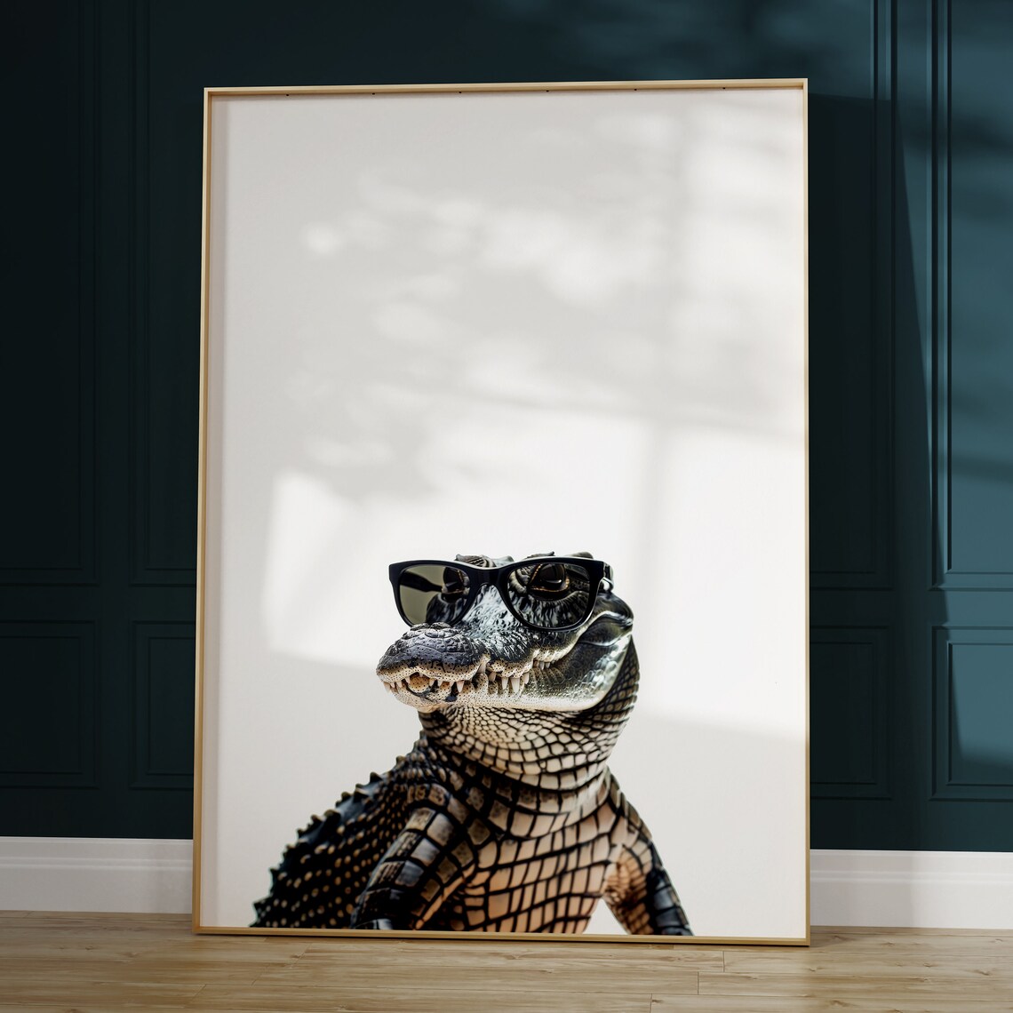 Crocodile in Sunglasses Funny Animal Art Print - Image 2