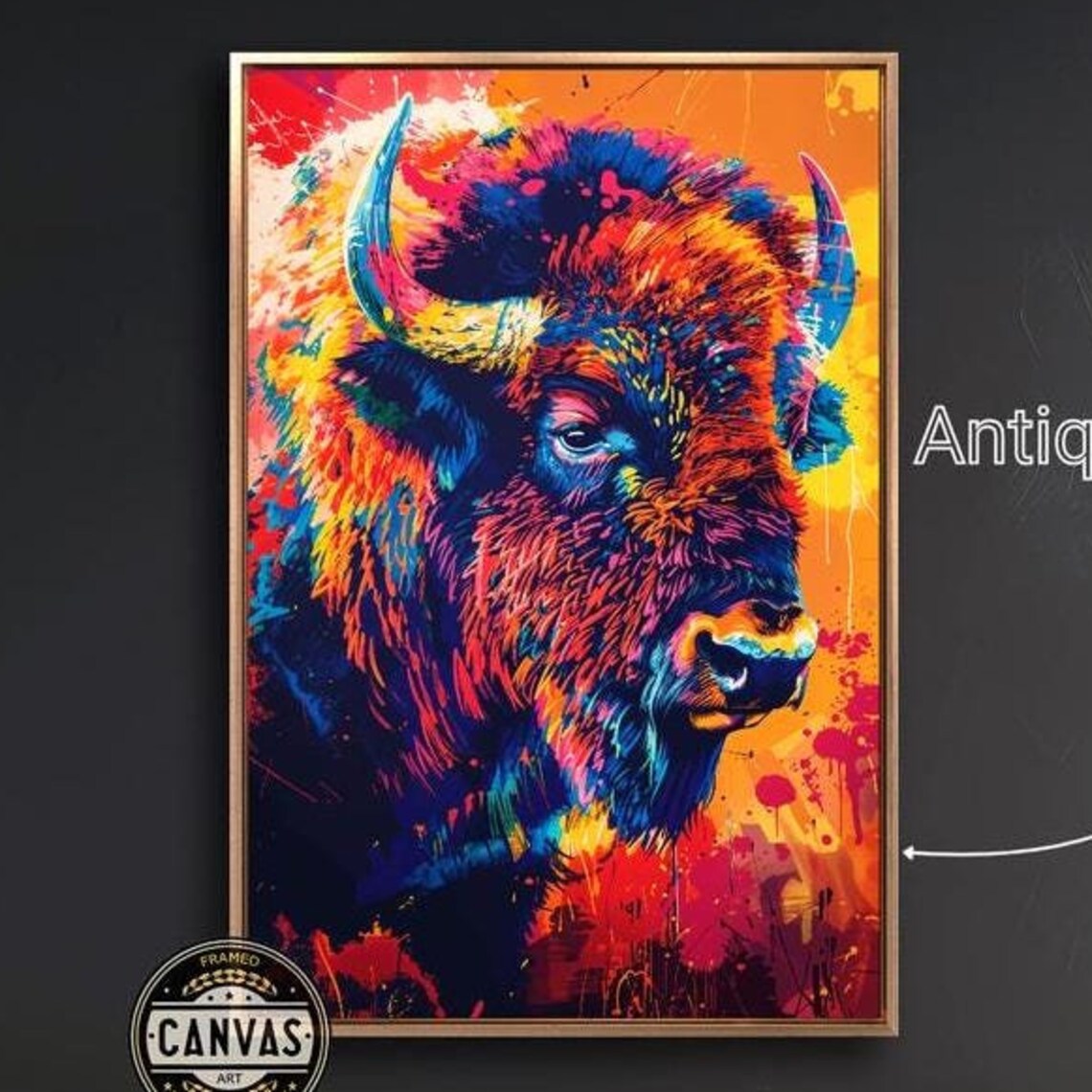 Abstract Bison, Vibrant Buffalo Wildlife Art Print
