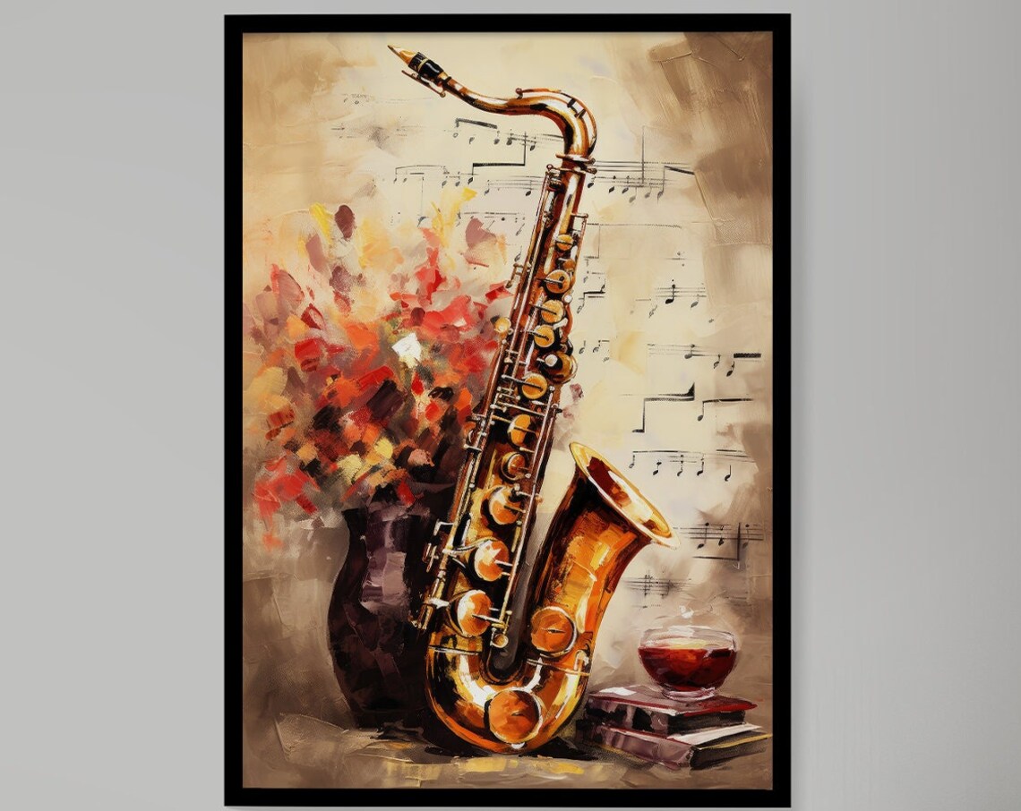 Vintage Saxophone Poster, Retro Jazz Music Decor - Image 7