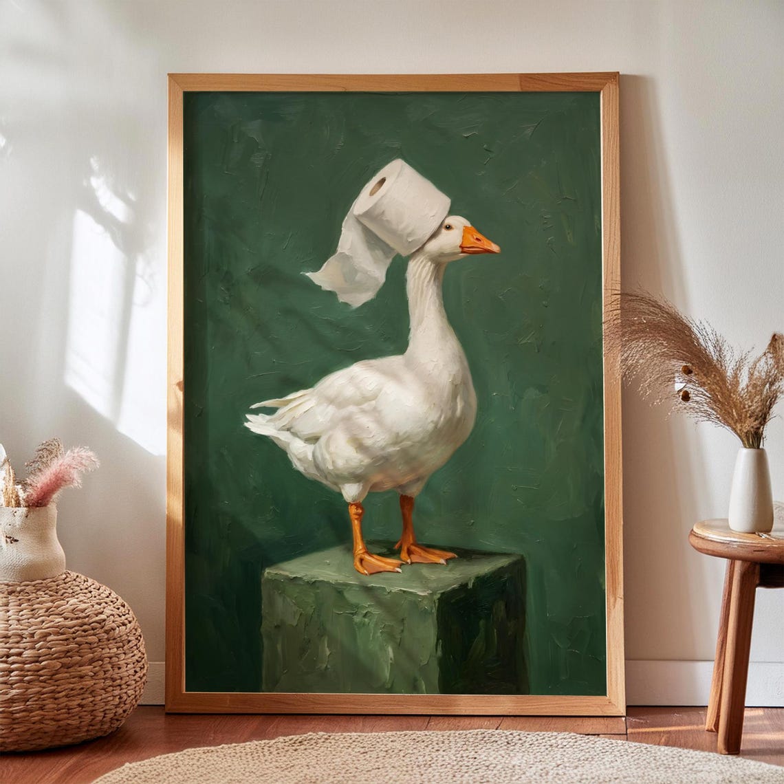 Funny Duck Toilet Paper Poster Humorous Bathroom Wall Art Digital Download