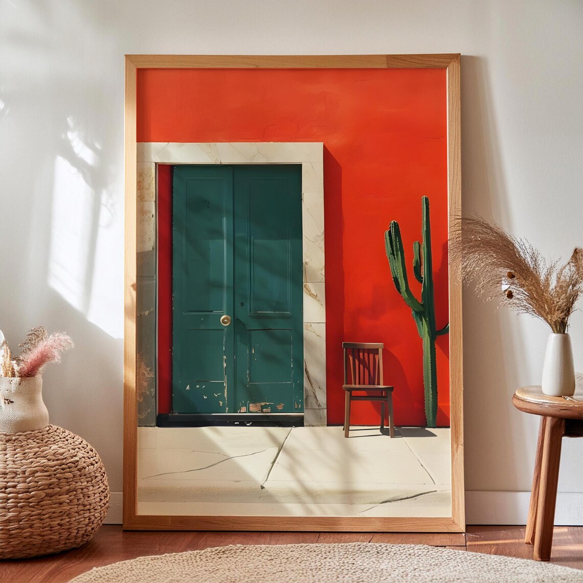Mexican Cactus Door Art Print, Bold Minimalist