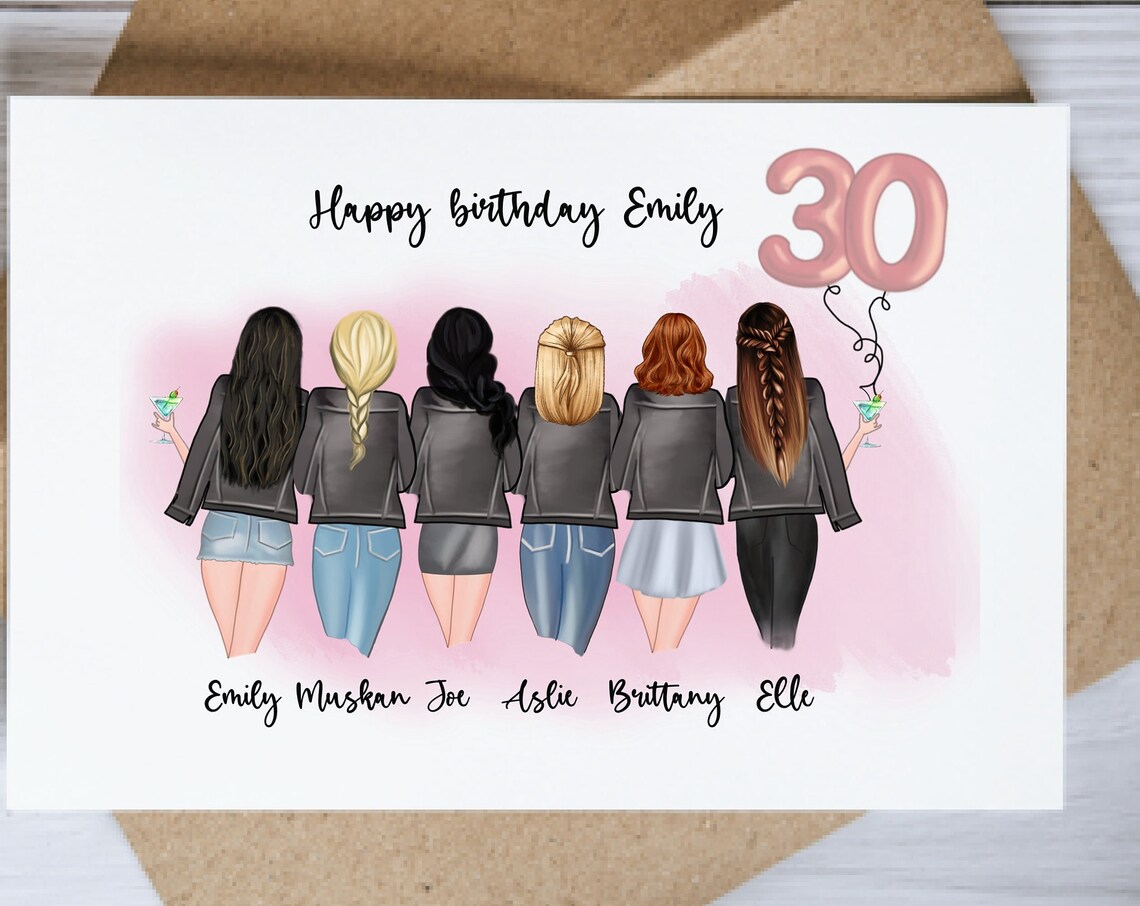 Personalized Womens Birthday Girl Group Art Print