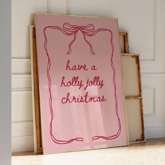 Holly Jolly Christmas Coquette Bow Poster Print