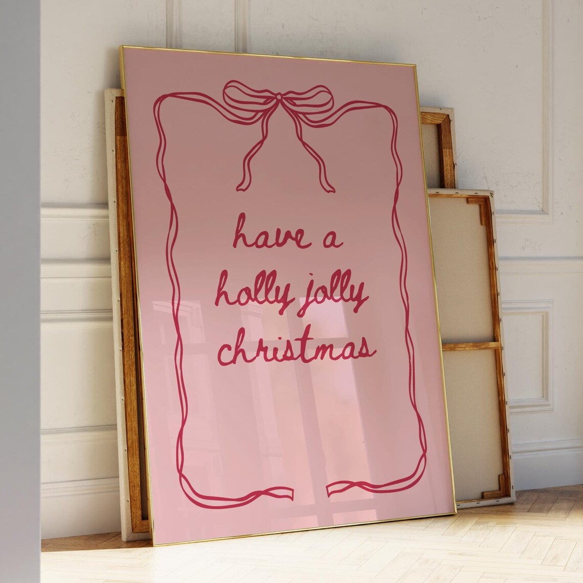 Holly Jolly Christmas Coquette Bow Poster Print