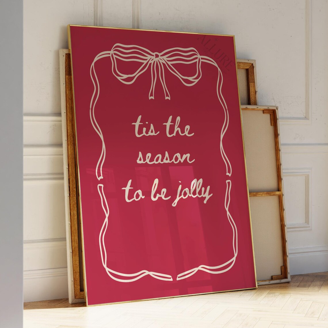 Tis the Season to Be Jolly Red Coquette Bow Typography Poster - Image 2