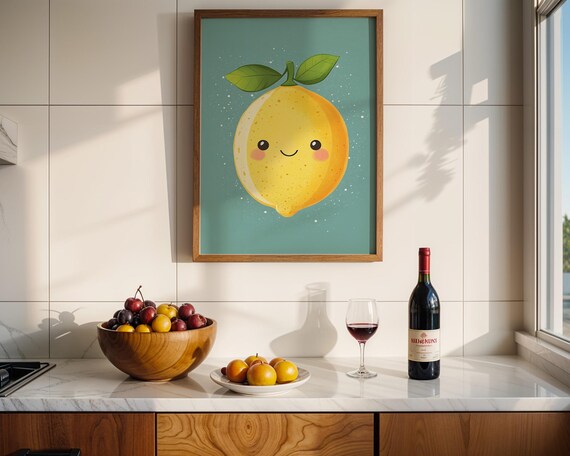 Cute Lemon Kids Poster Wall Art For Home Kitchen Room Decor For Childrens Spaces