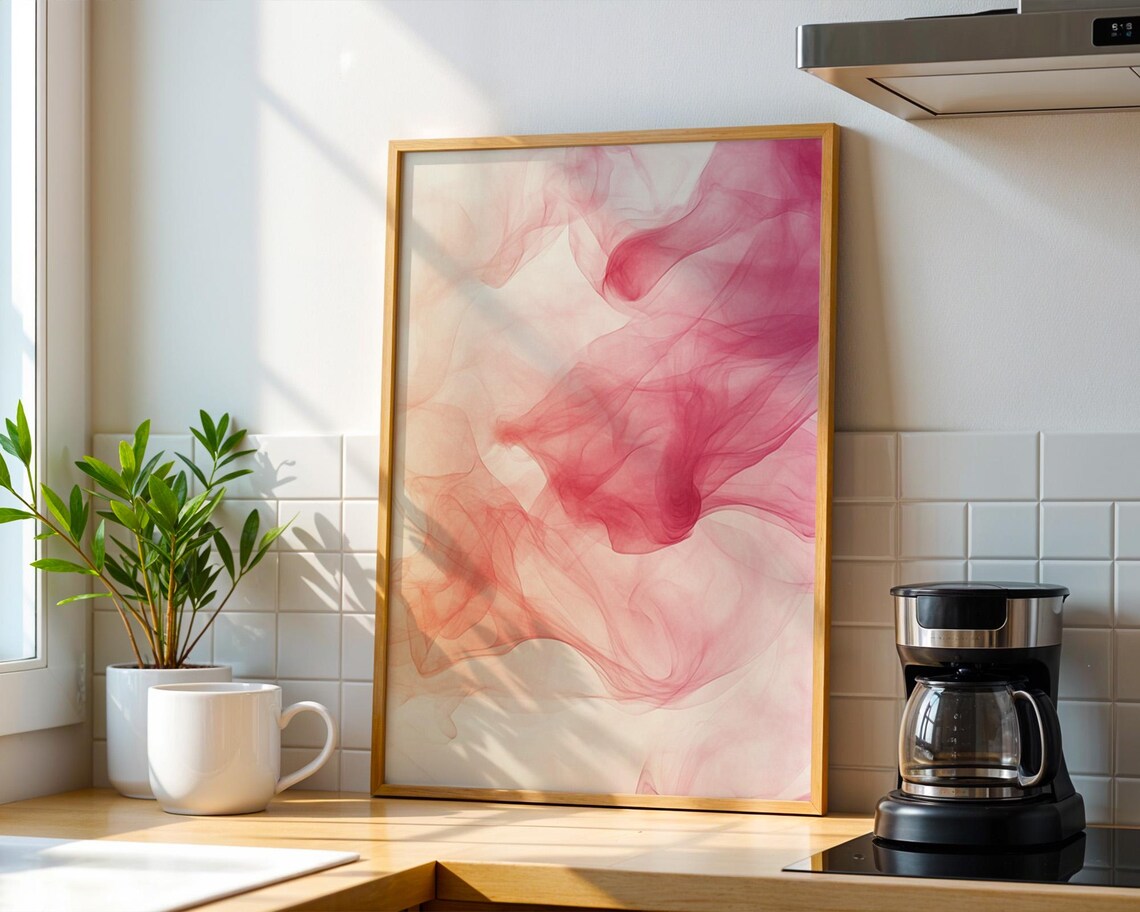 Pink And Peach Mist Flow, Home Kitchen Office Decor - Image 4