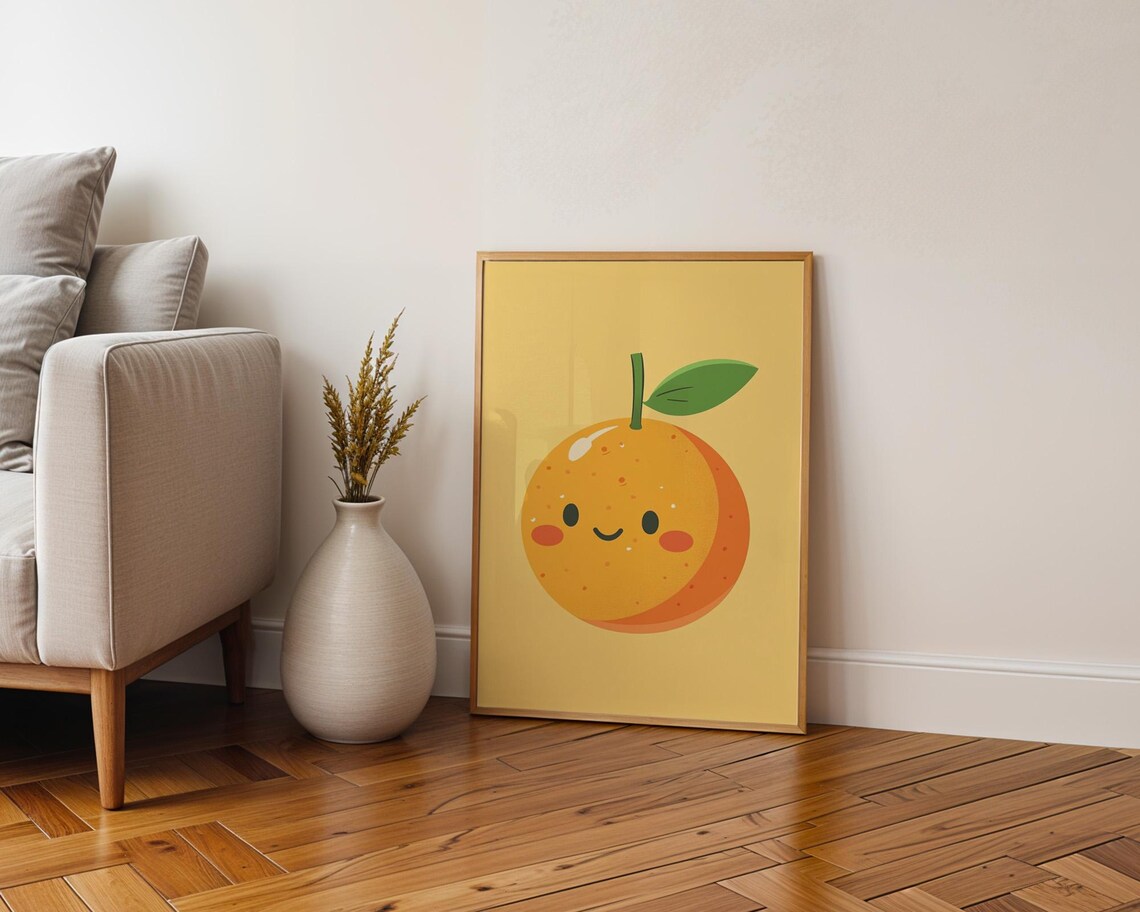 Adorable Orange Poster Wall Art For Home Kitchen Kids Room Decor - Image 5