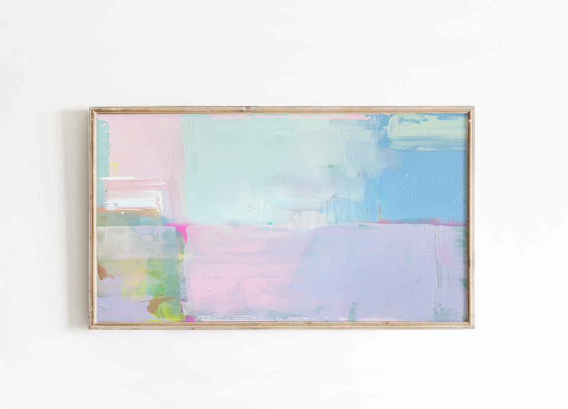 Pastel Pink Mint Lavender Blocks Soft Abstract Living Room Wall Poster - Image 4