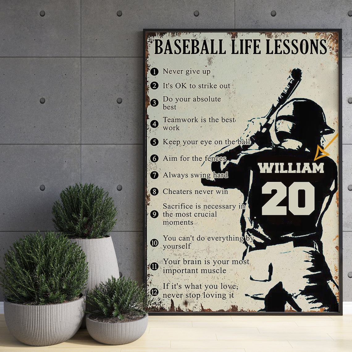 Personalized Baseball Life Lesson Art Print, Custom Name - Image 3