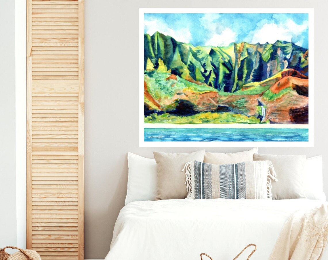 Kauai's Na Pali Coast Travel Poster, Hawaiian Art