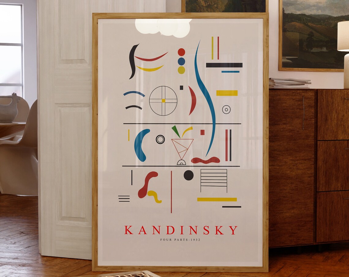 Wassily Kandinsky Four Parts 1932 Abstract Geometric Bauhaus Poster