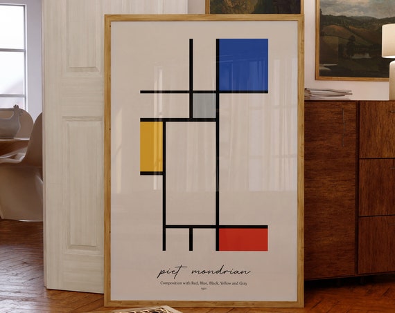 Piet Mondrian Composition With Red Blue Black Yellow And Gray 1921 Artwork Home Decor Print Minimalist Wall Art Gift