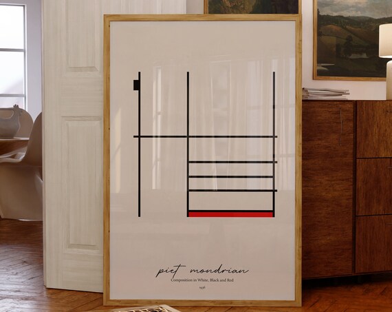 Piet Mondrian Composition White Black Red 1936 Minimalist Grid Poster