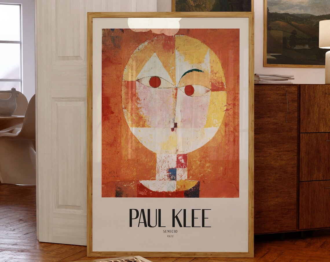 Paul Klee Senecio 1922 Abstract Portrait Orange Gold Art Poster