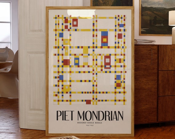 Piet Mondrian Broadway Boogie Woogie Print Mondrian Painting Abstract Paintings Blue Red Yellow Poster Modern