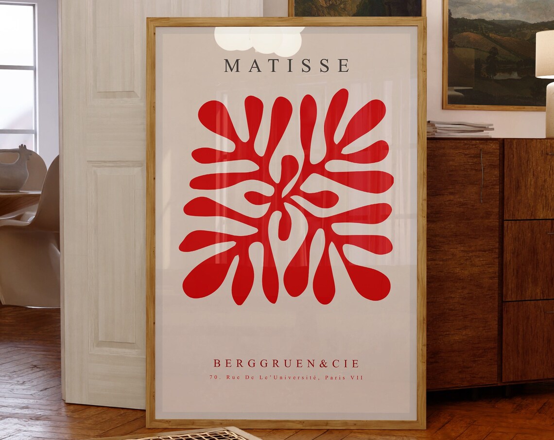 Henri Matisse Red Paper Cutout Flower Berggruen Paris Exhibition Poster