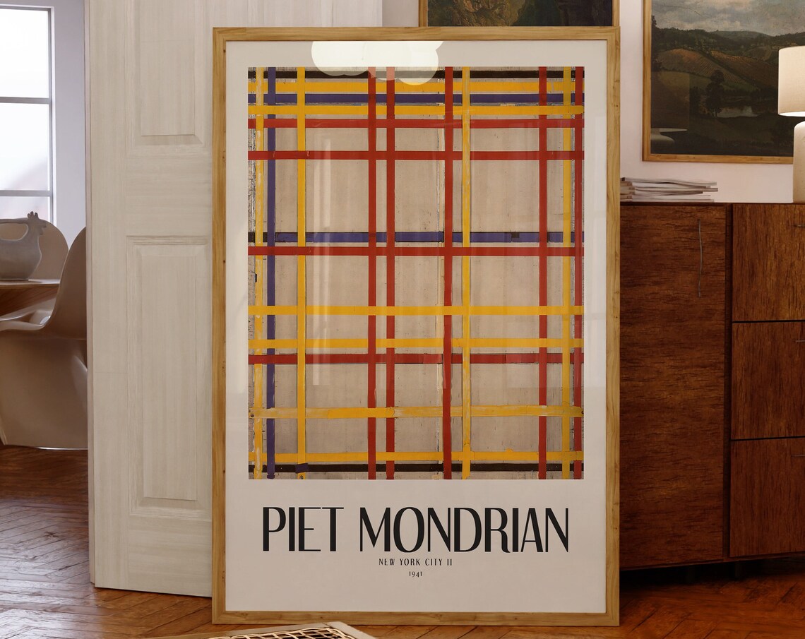 Piet Mondrian New York City II 1941 Colorful Grid Lines Poster