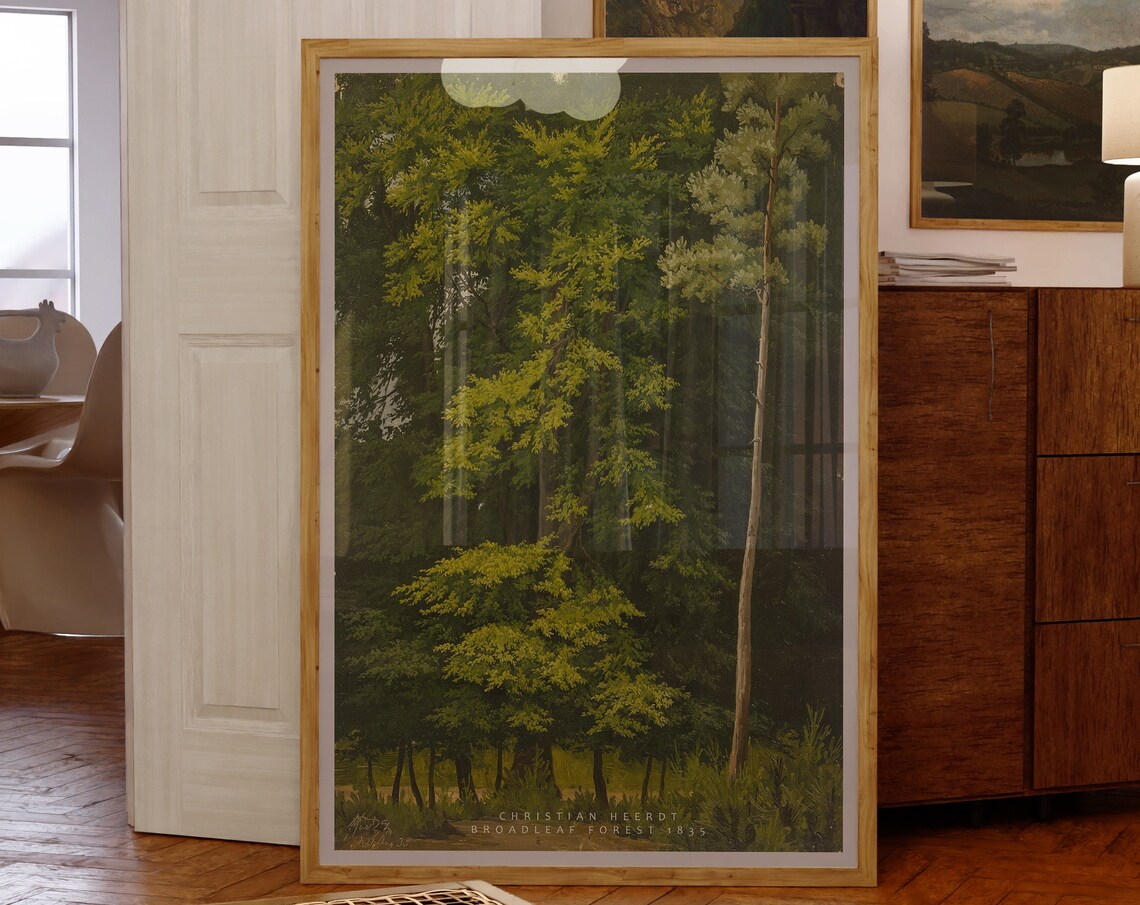 Christian Heerdt Broadleaf Forest 1835 Vintage Green Woodland Art Poster