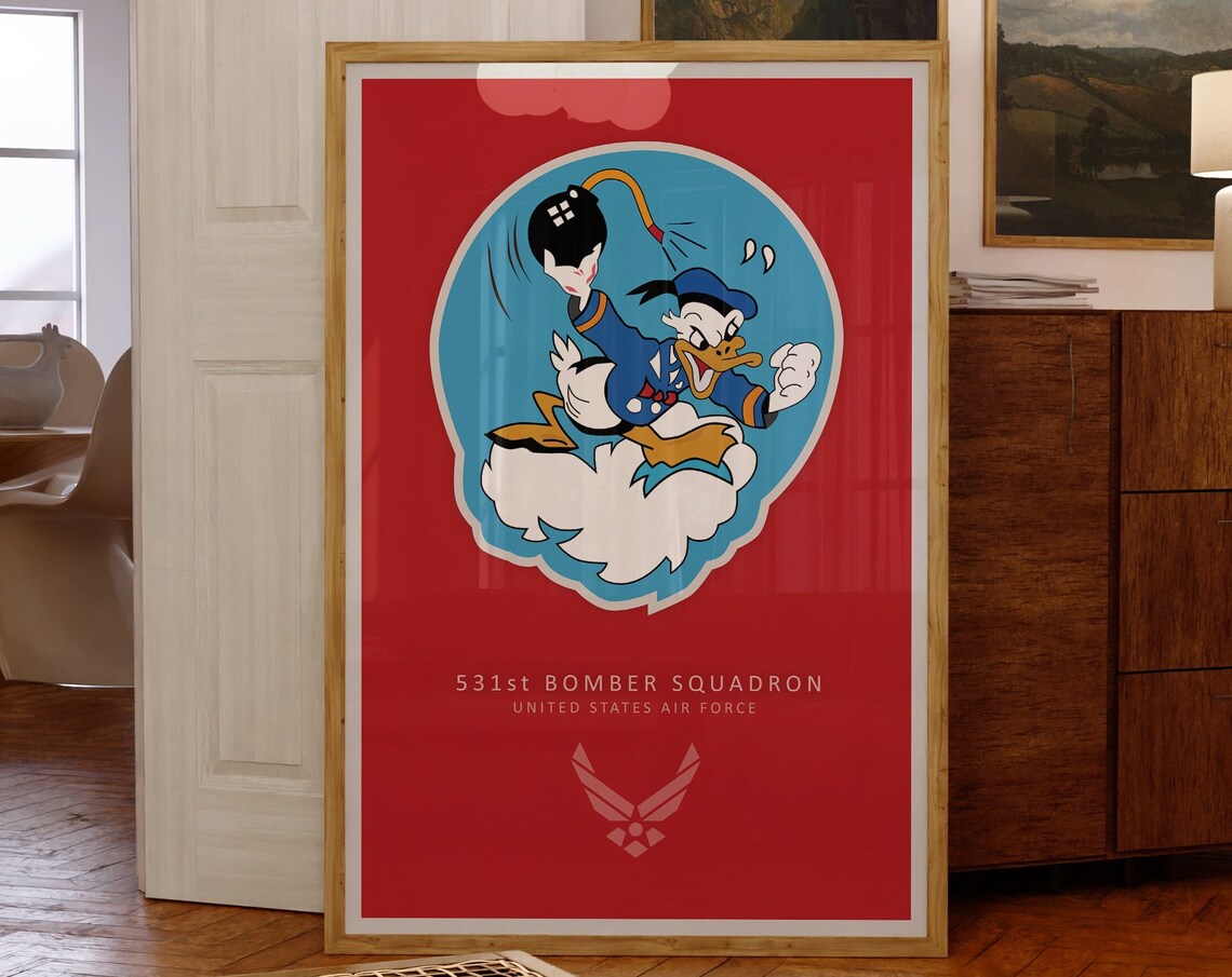 531st Bomber Squadron USAF Donald Duck Emblem Red Military Poster