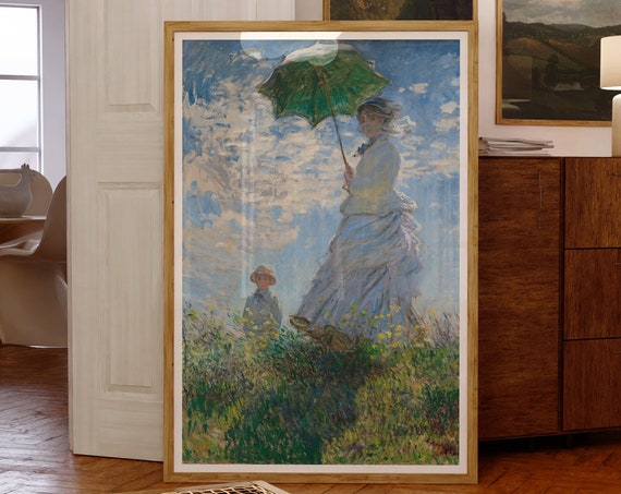 Monet Print Woman With A Parasol Madame Monet And Her Son Art Print Art Poster Home Decor Minimalist Wall Art Modern Gift