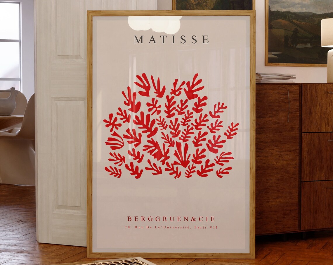 Henri Matisse Red Cutout Foliage Berggruen Paris Exhibition Art Poster