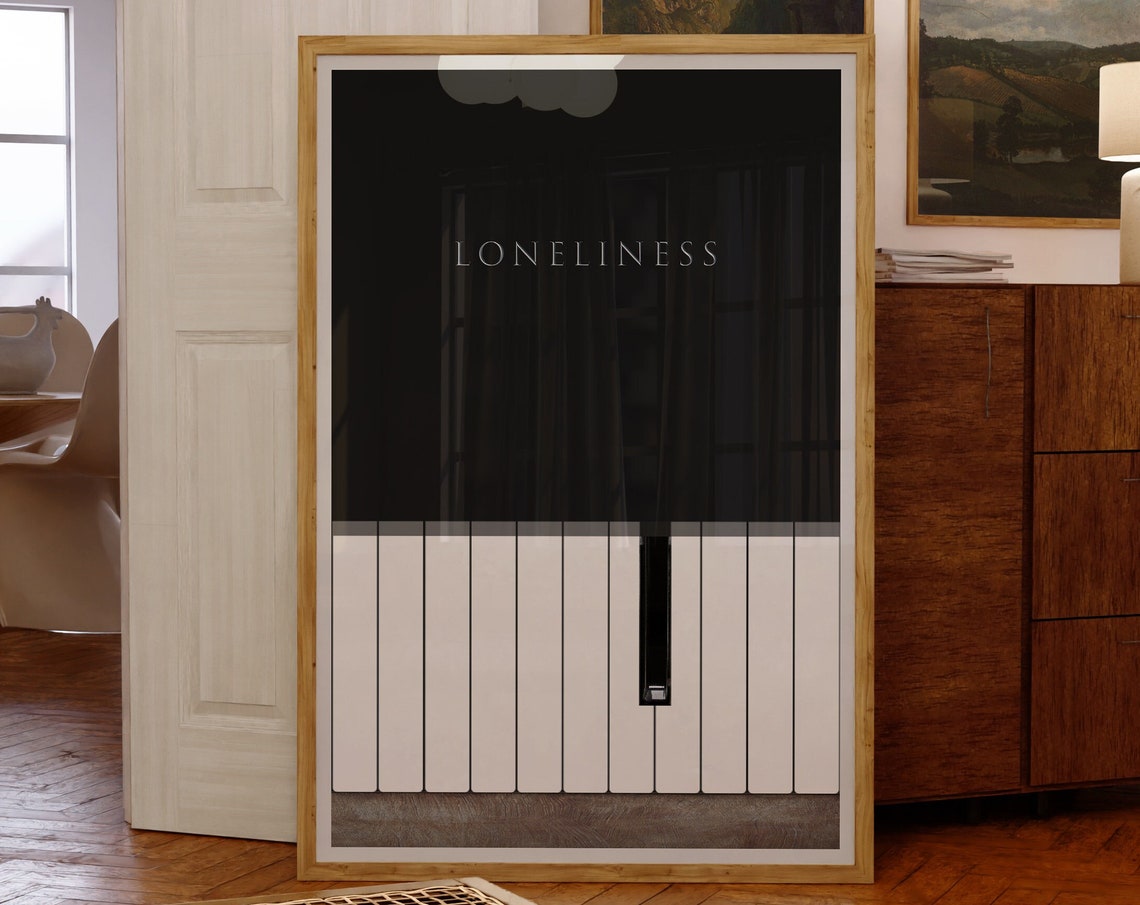 Loneliness Minimalist Piano Keys Black White Melancholy Poster