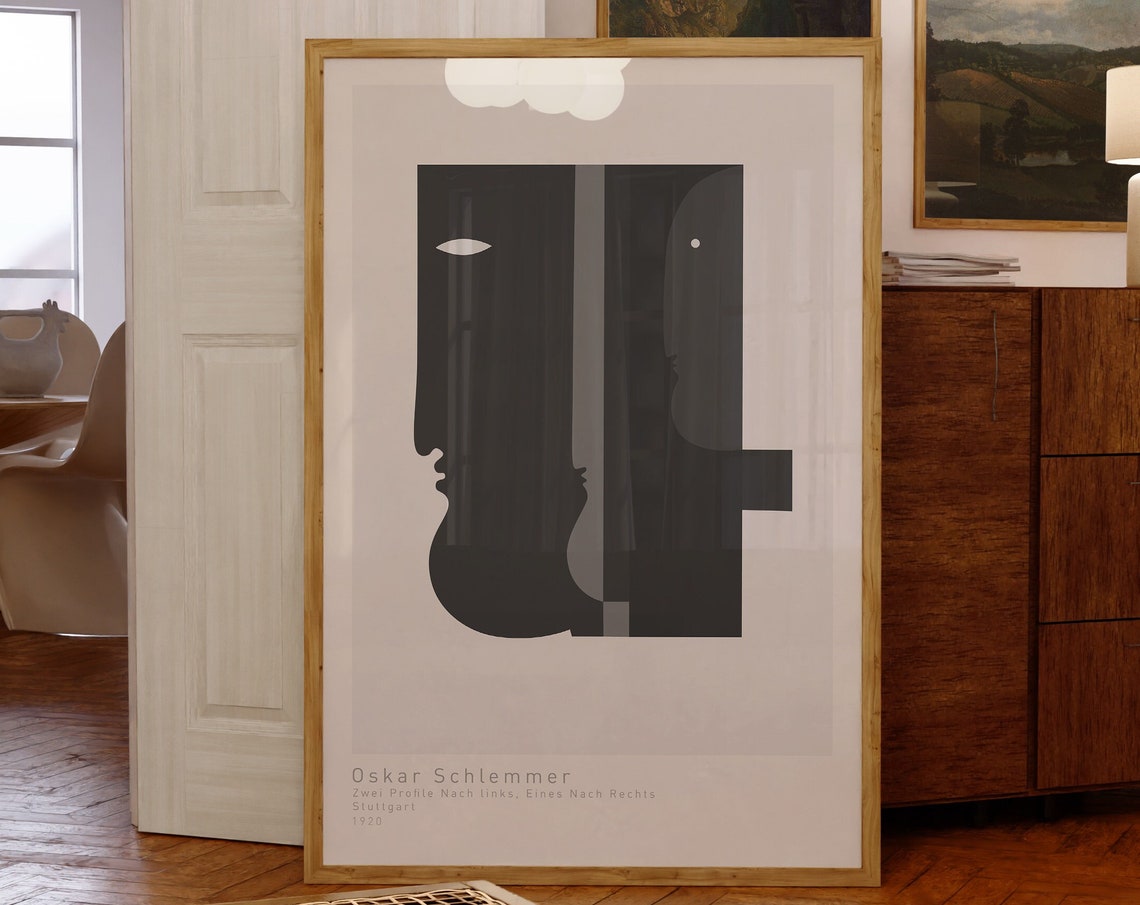 Oskar Schlemmer Zwei Profile 1920 White Minimalist Faces Art Poster