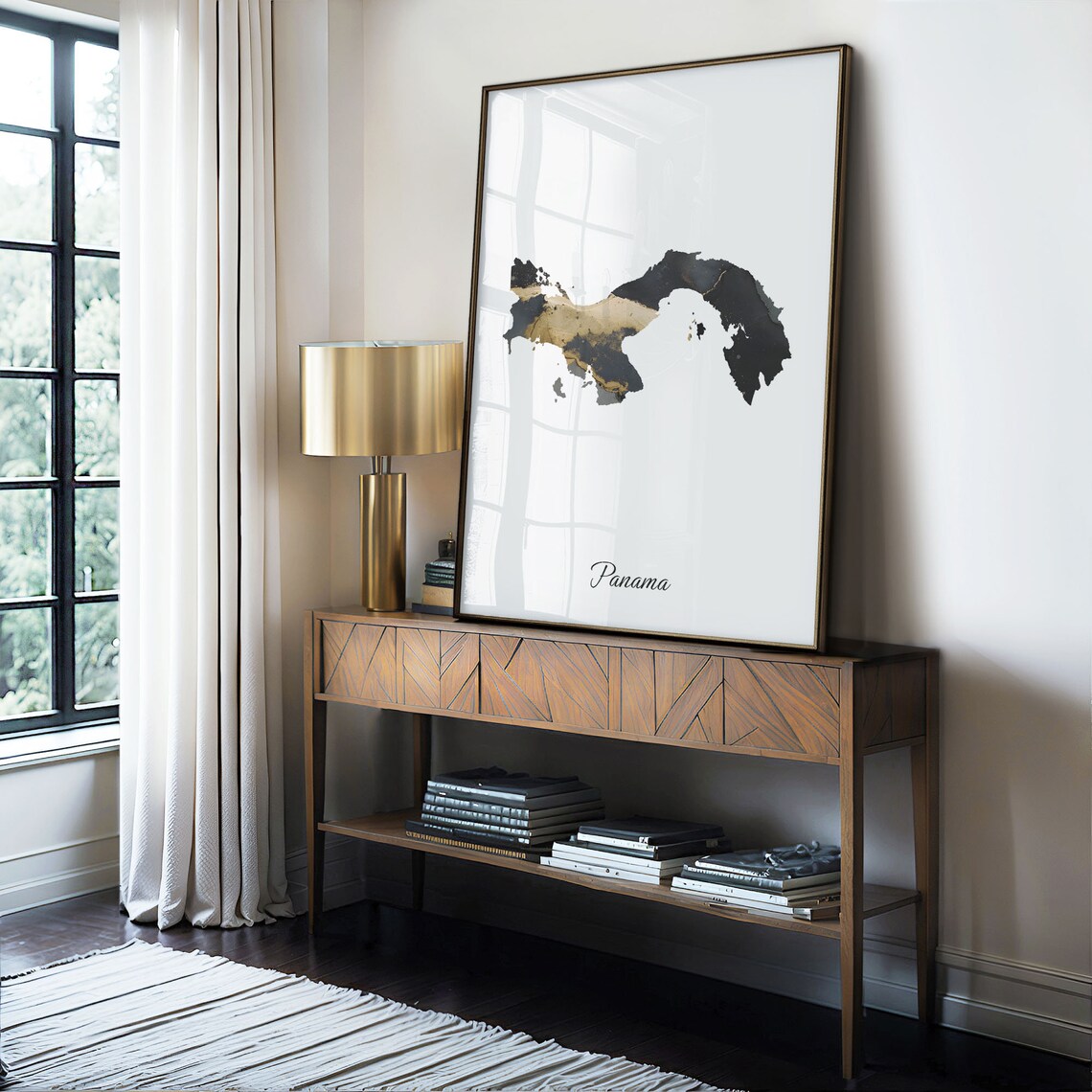 Panama Black and Gold Marble Country Map Elegant Minimalist Poster - Image 4