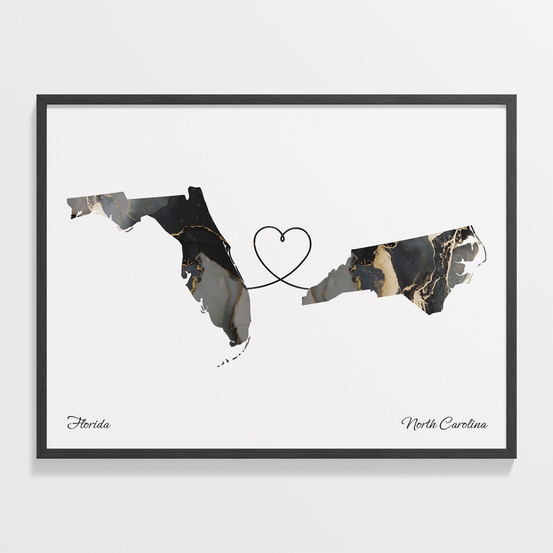 Florida to North Carolina Map Travel Poster