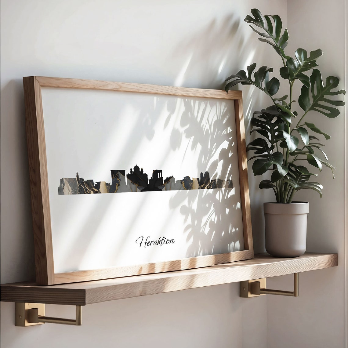 Heraklion Black Marble Skyline Silhouette Poster Modern Cityscape Art - Image 3
