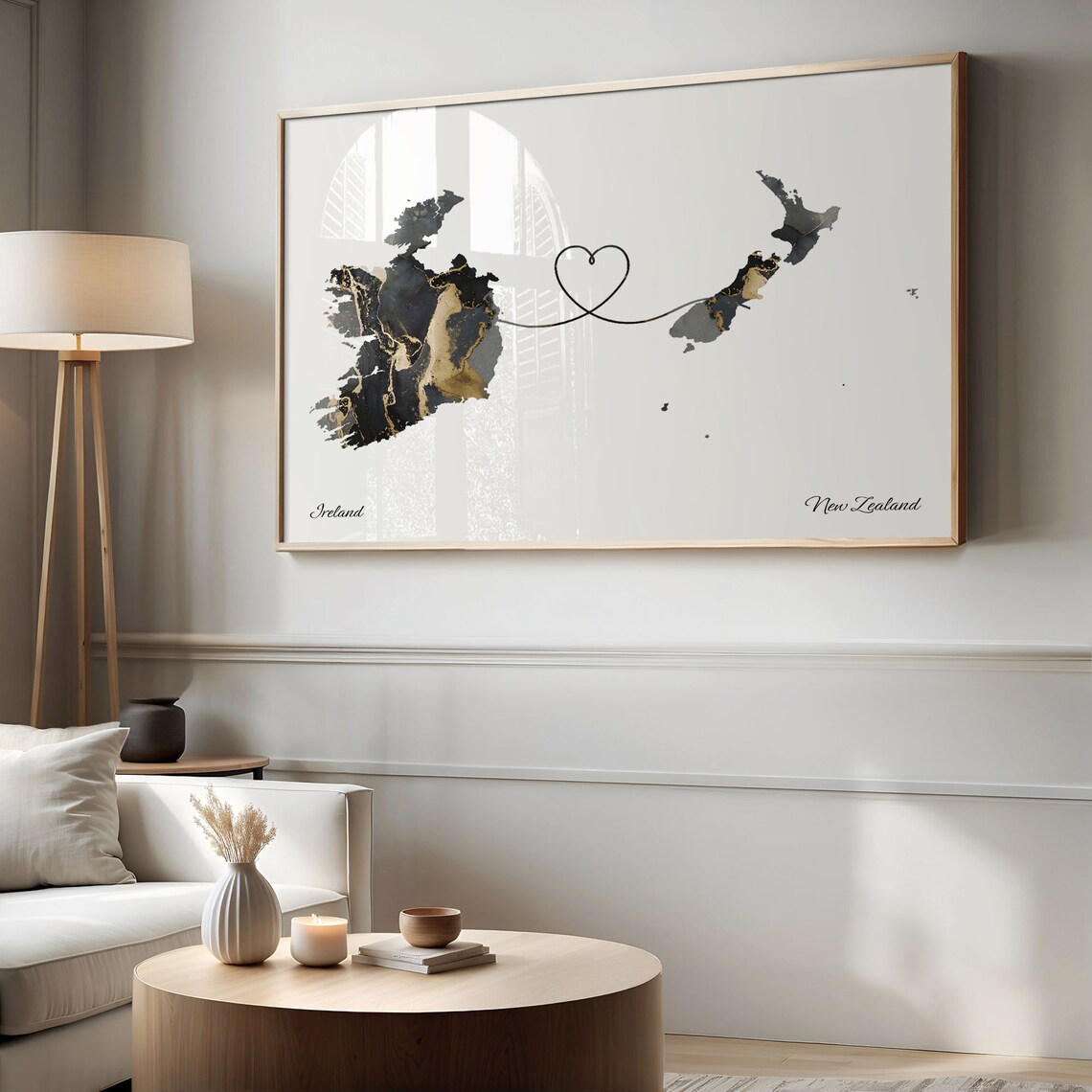 Ireland To New Zealand Map Poster, Travel Art - Image 2