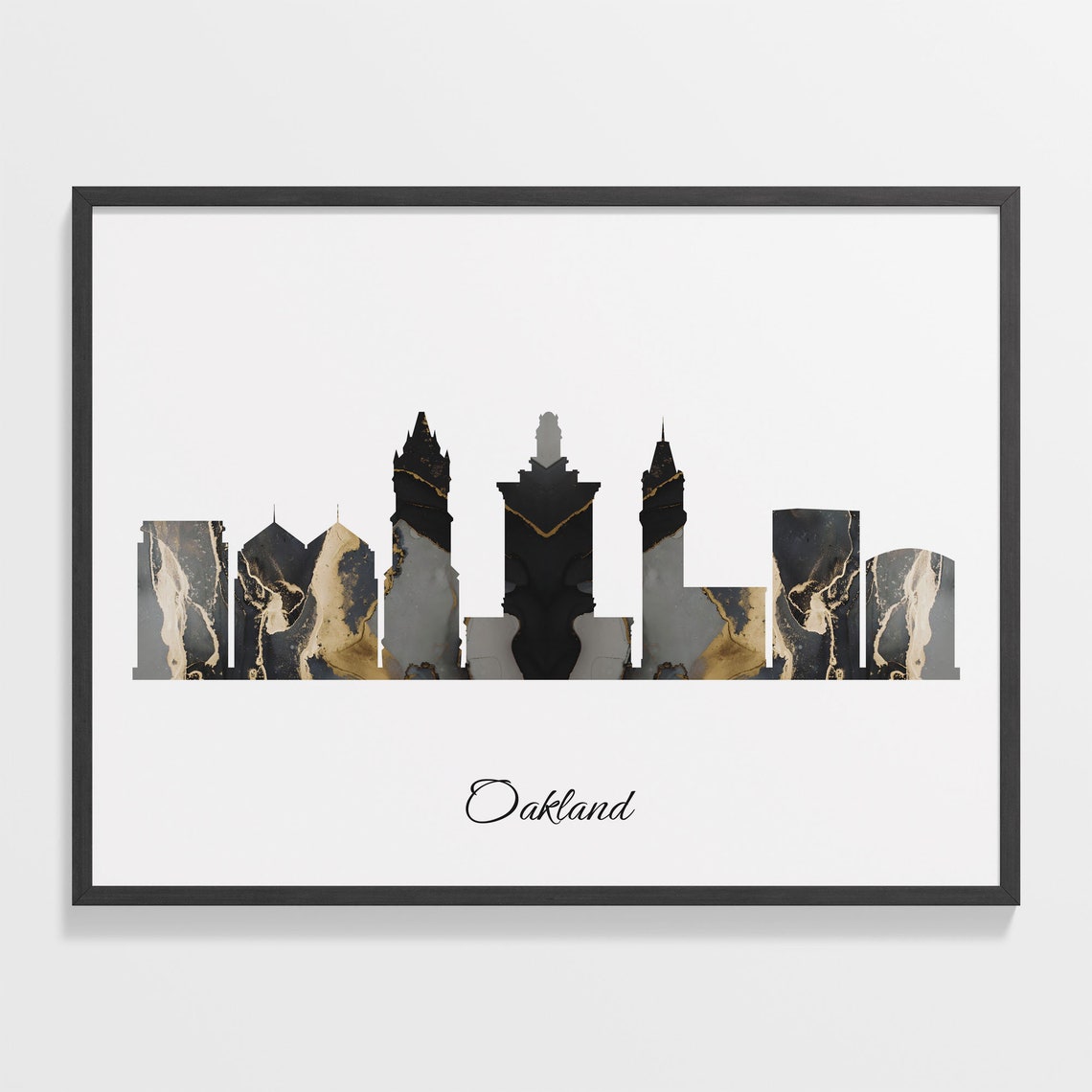 Oakland Skyline Print Marble Cityscape United States Wall Art Poster Marble City Art Wall Art Living Room C28 179