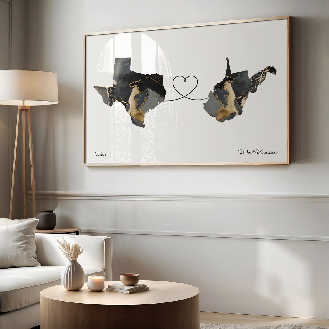 Texas To West Virginia Map Travel Poster, Farewell Gift - Image 2