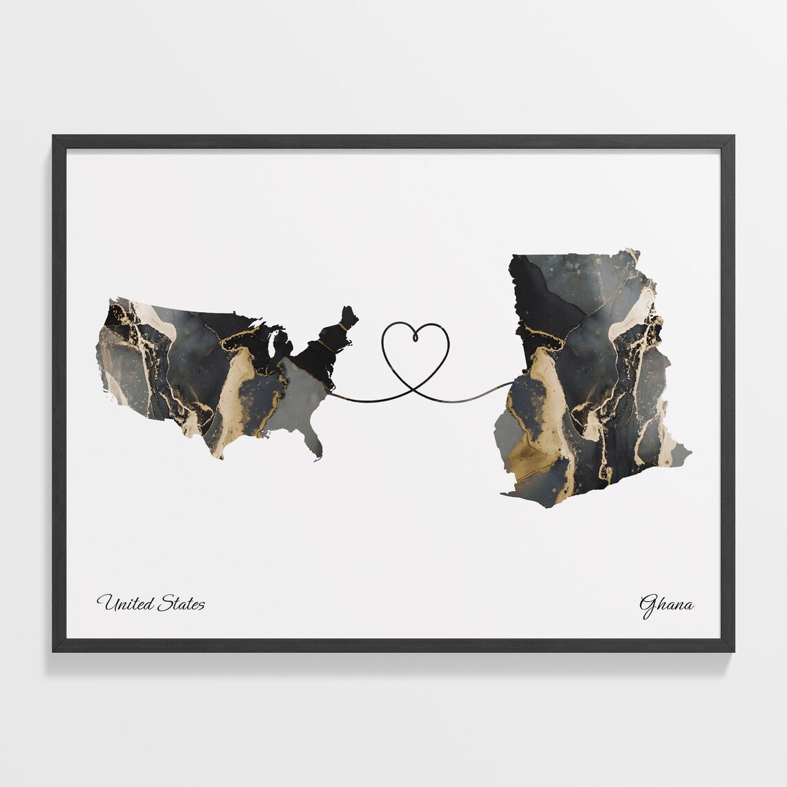 USA to Ghana Map Poster, Adventure Awaits