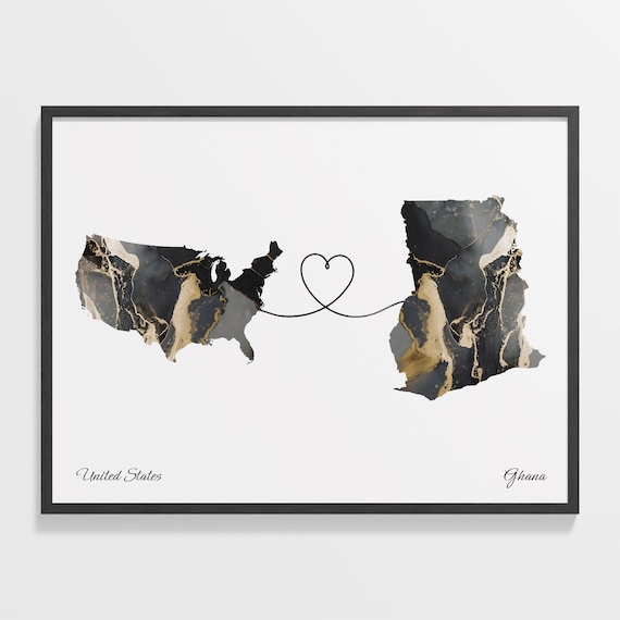USA to Ghana Map Poster, Adventure Awaits