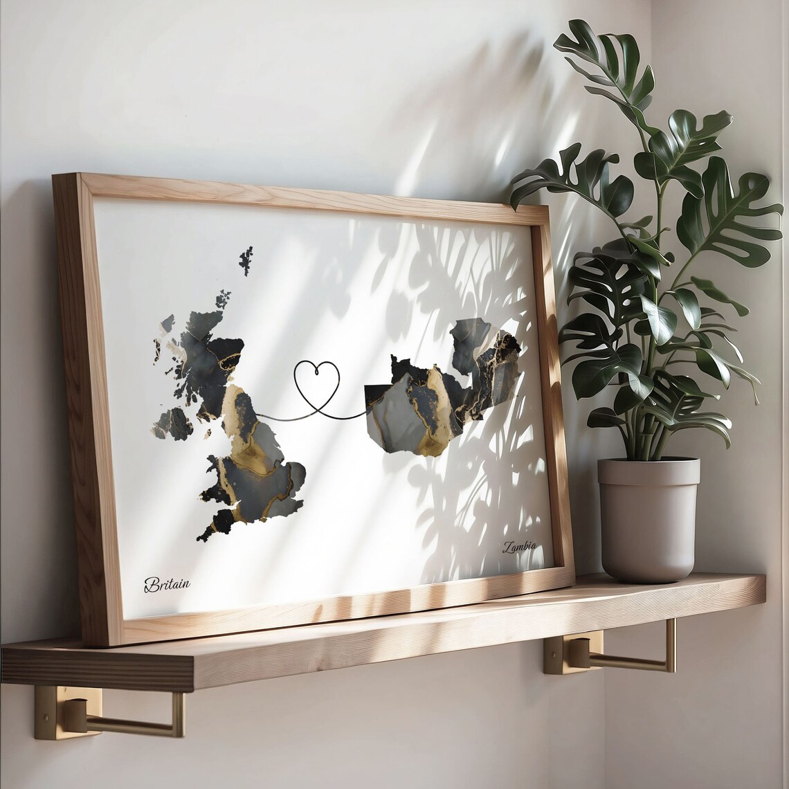 Britain to Zambia Map Poster, Travel Wall Art - Image 3