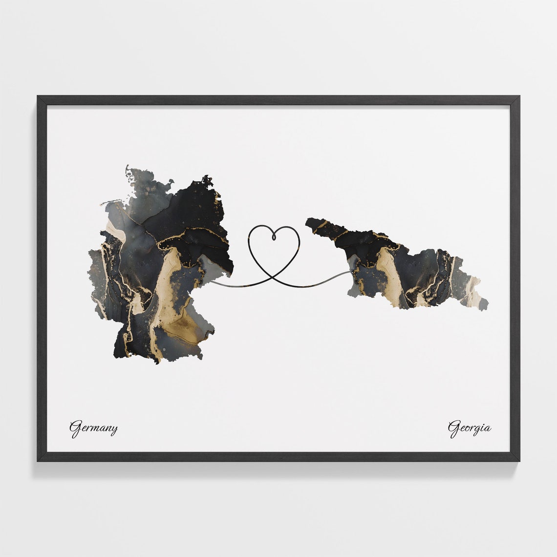 Germany To Georgia Print Georgian Gift Marble Two Countries Map Poster Travel Art Adventure Awaits Map C22 464