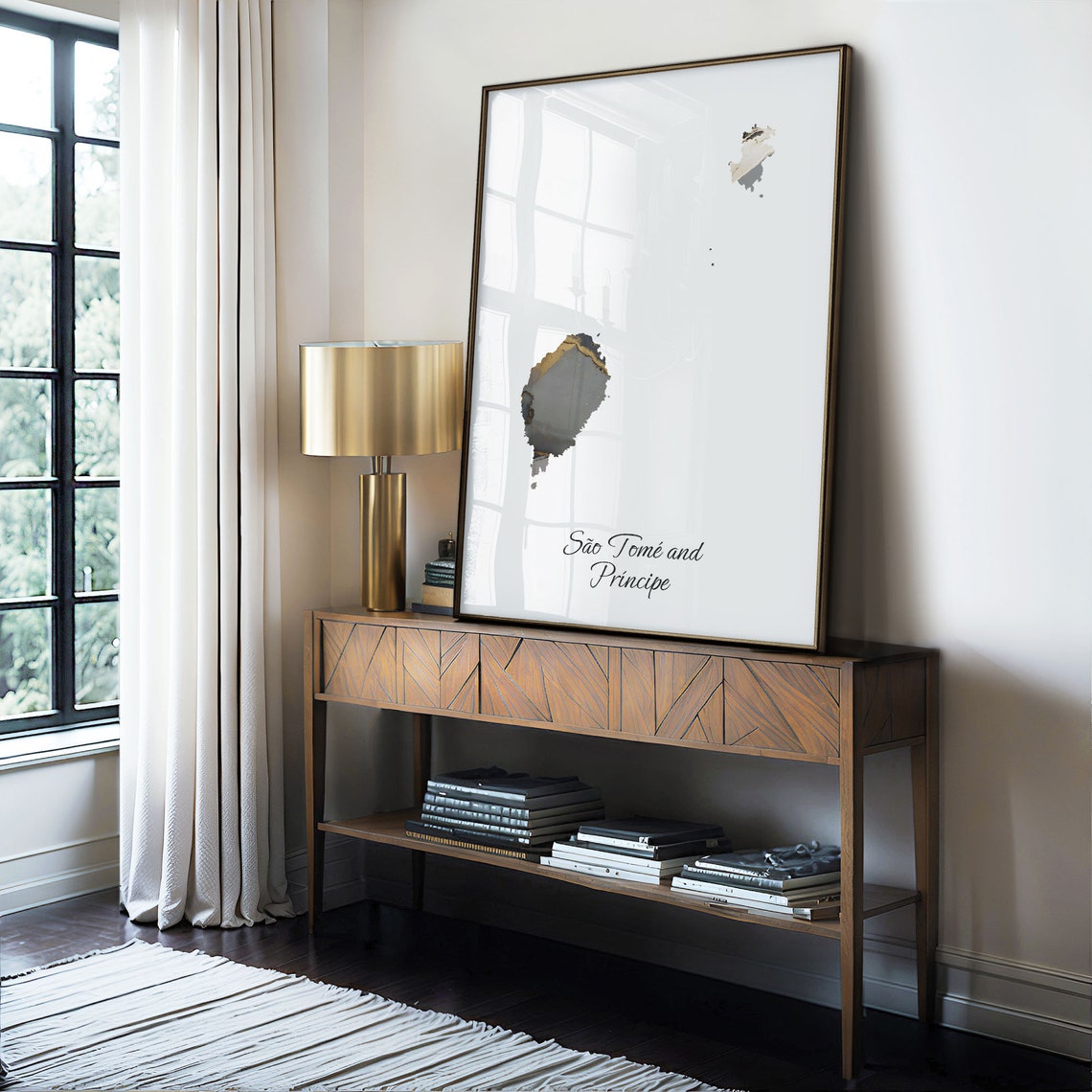 São Tomé and Príncipe Black And Gold Marble Map Minimalist Art Poster - Image 4