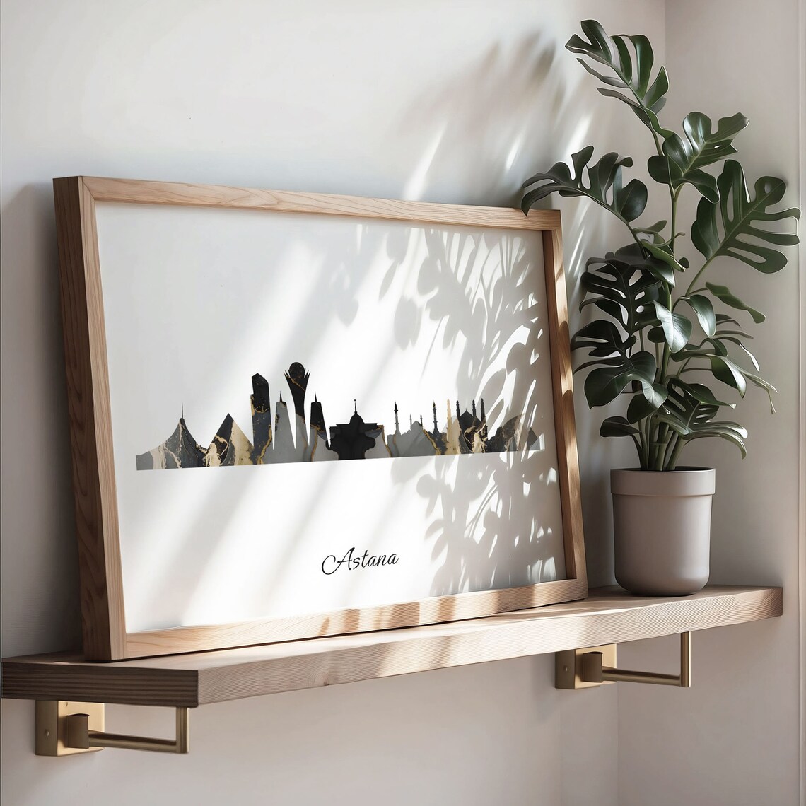 Astana Black Gold Marble Skyline Kazakhstan Cityscape Travel Gift Poster - Image 3