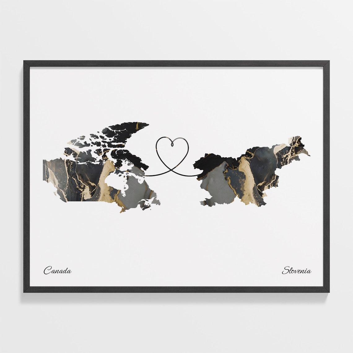 Canada To Slovenia Print Slovak Gift Marble Two Countries Map Poster Travel Art Adventure Awaits Map C22 761