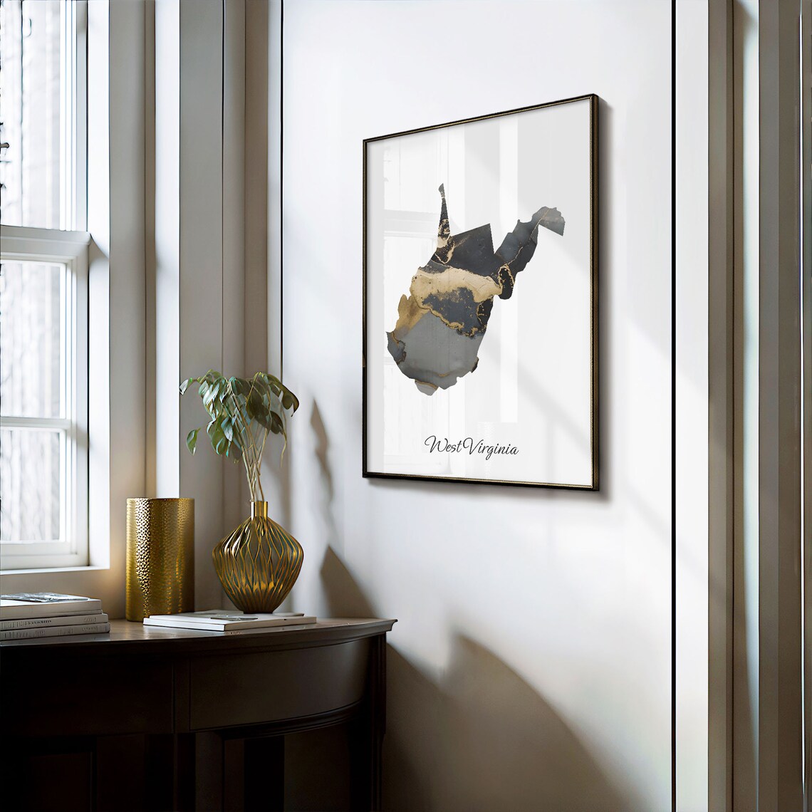 West Virginia Map Poster, Elegant Country Artwork - Image 3