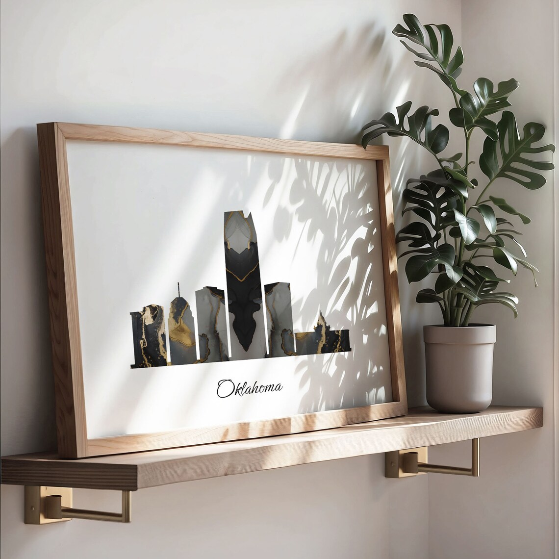 Oklahoma Marble Skyline Black Gold Minimalist Cityscape USA Poster - Image 3