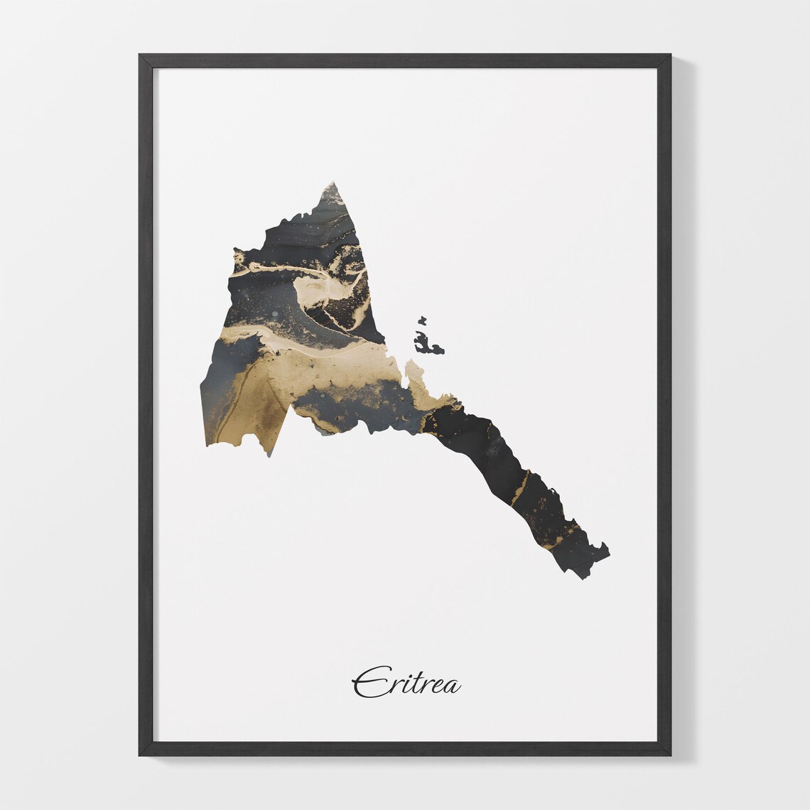 Eritrea Map Poster, Elegant Country Travel Art Print