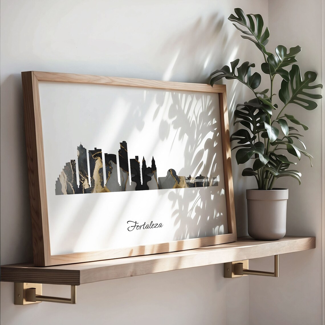Fortaleza Brazil Black Gold Marble Skyline Silhouette Cityscape Poster - Image 3