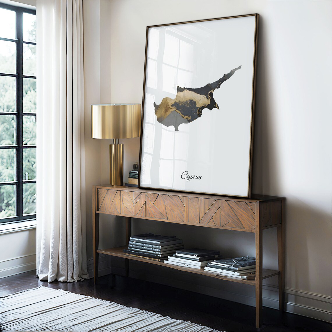 Cyprus Stylish Black And Gold Marble Country Map Luxury Decor Art Poster - Image 4