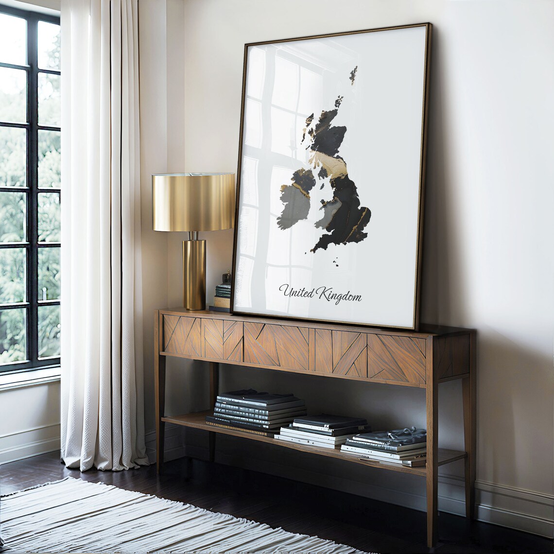United Kingdom Country Map Black Gold Marble Beautiful Poster - Image 4