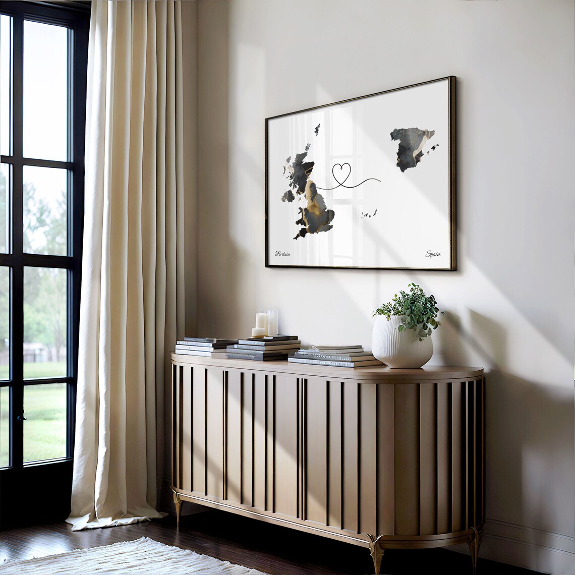 Britain to Spain Map Art Print, Long Distance Travel - Image 4